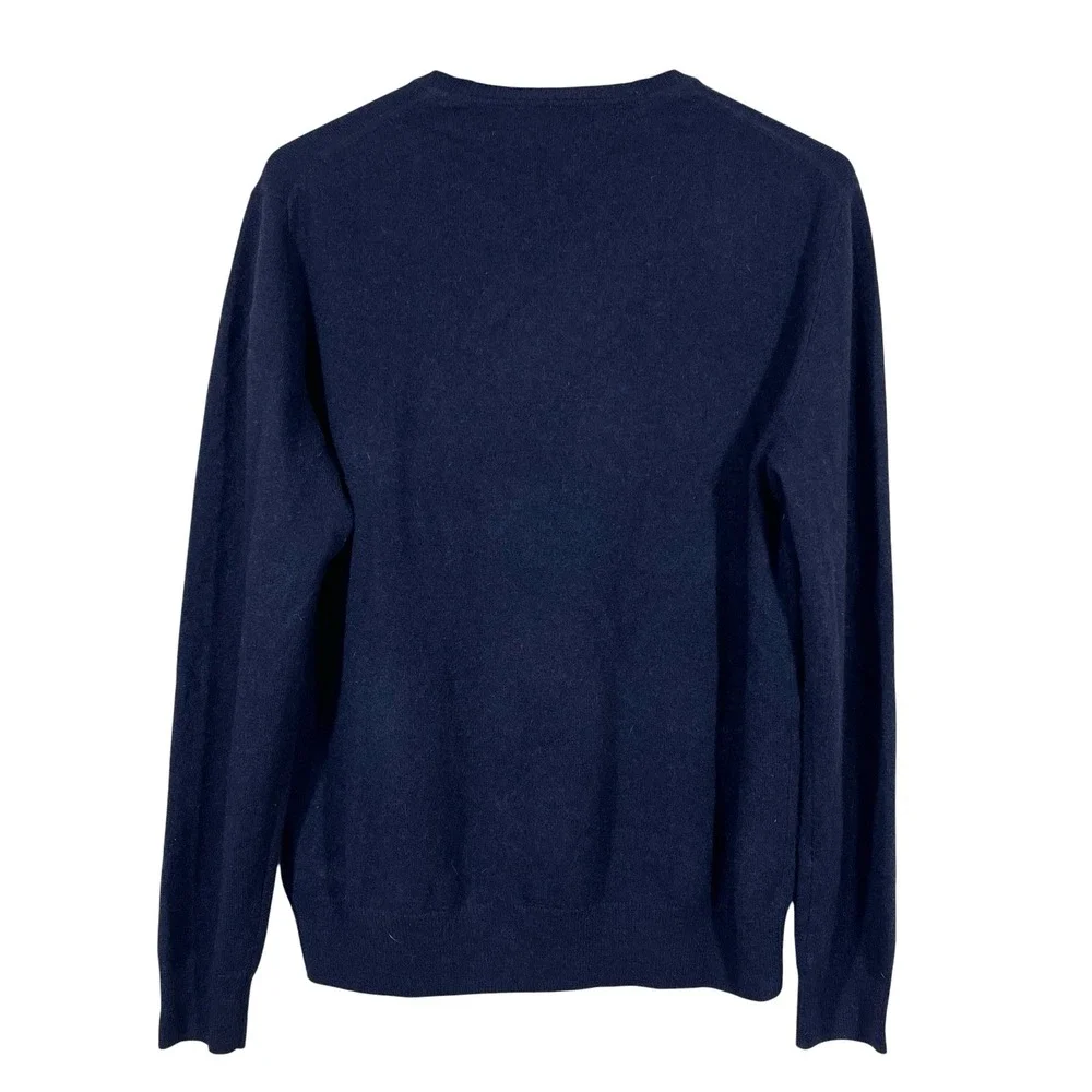 Black Brown 1826 2-Ply Cashmere Sweater Mens L Navy Crewneck Quiet Luxury